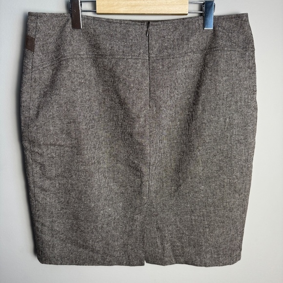 Dalia Collection Women's Wool Blend Midi Skirt Brown Size 14 Lined Slit - Picture 4 of 16